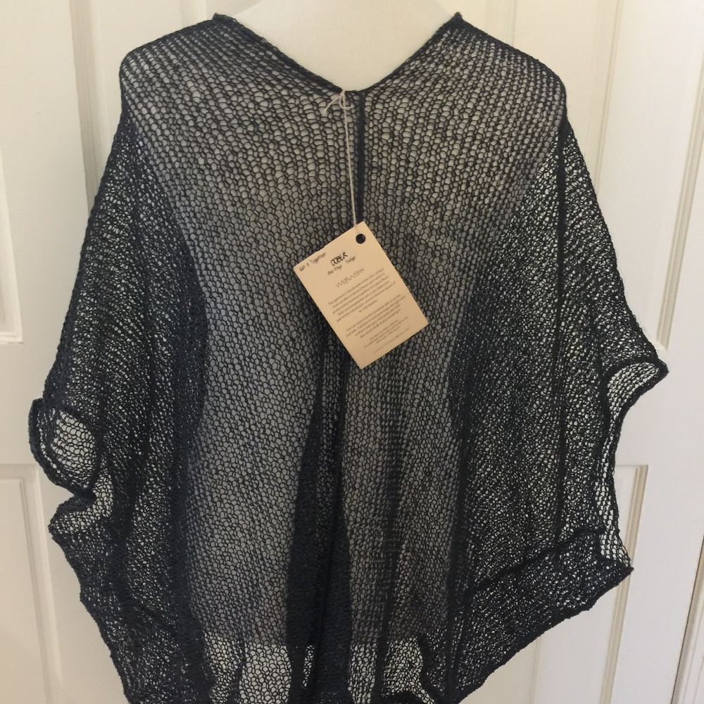 Amy Brill OOBER Linen Chunky Knit Poncho OS